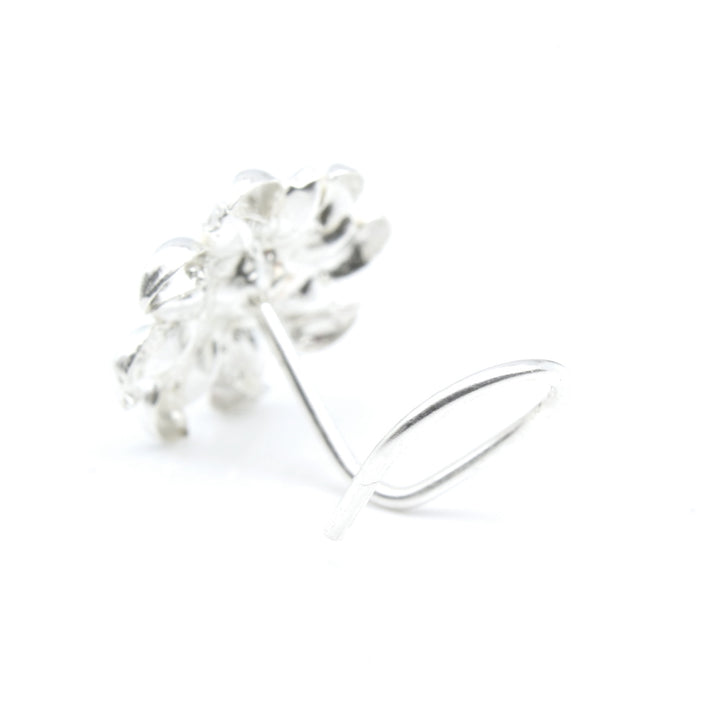 Cute Flower Style 925 Silver Nose Stud CZ Twisted nose ring