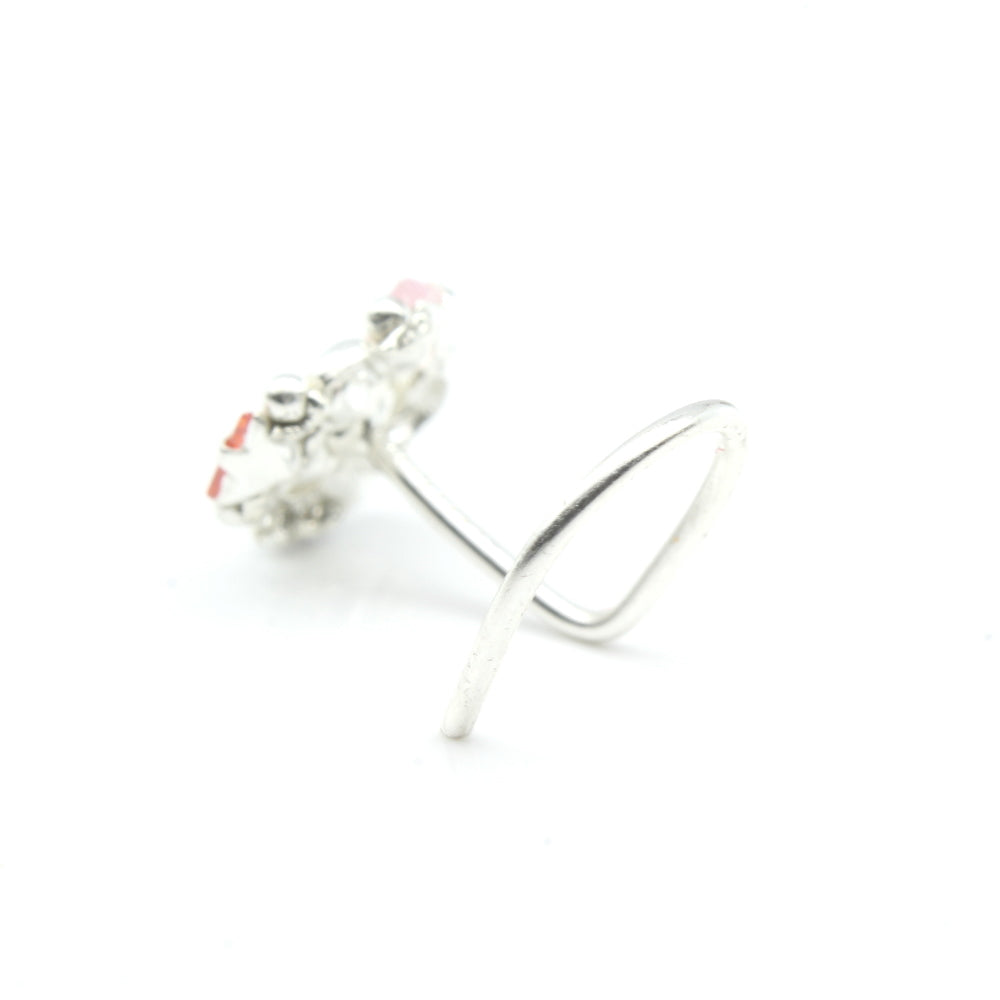 Ethnic Style Real 925 Silver Nose Stud CZ Twisted nose ring