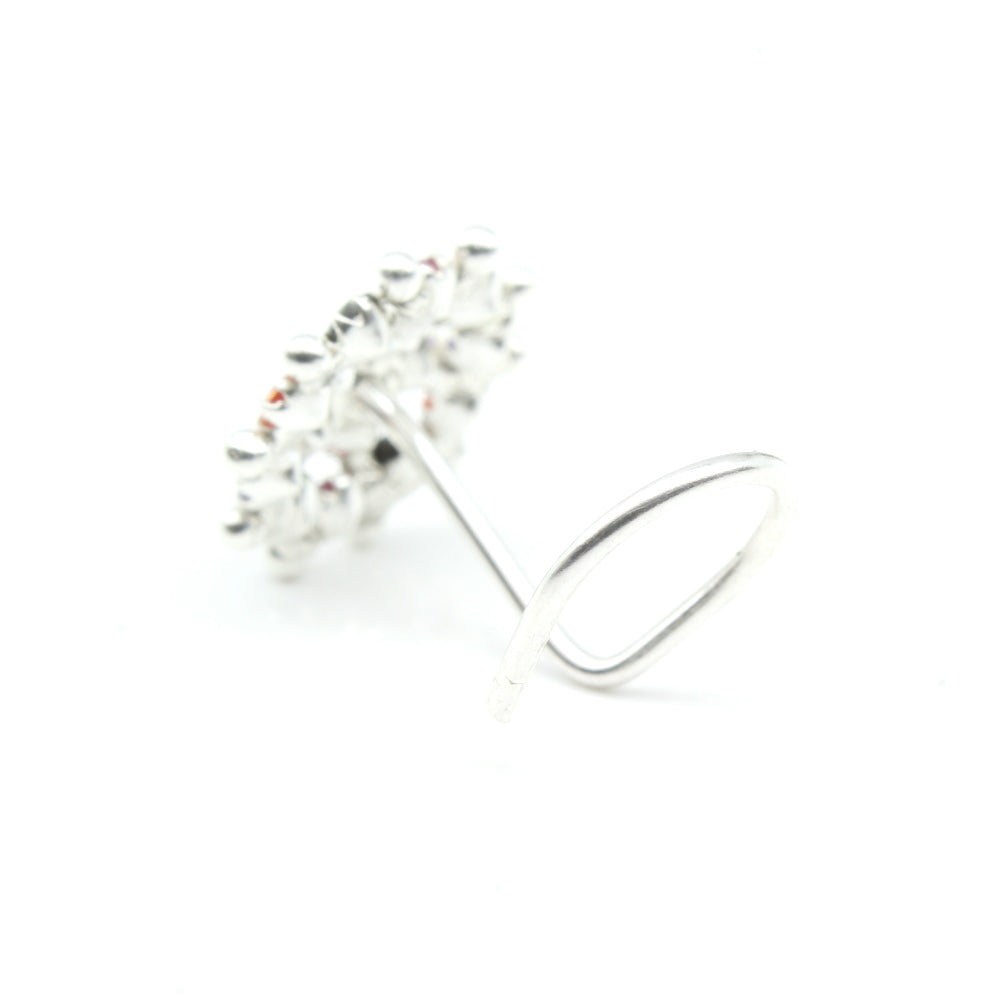 Asian Style Real 925 Silver Nose Stud Multi CZ Twisted nose ring