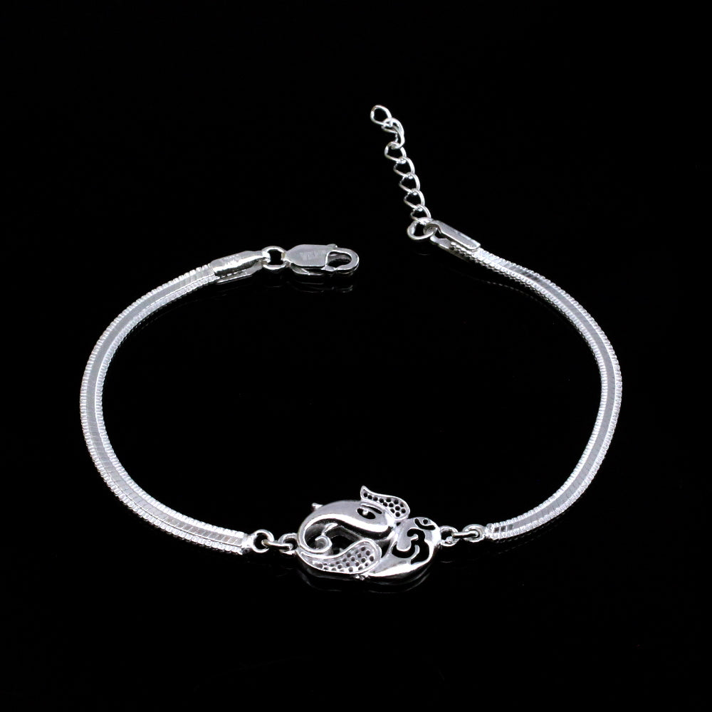 Silver Unisex Om Bracelet For Casual Wear - Silver Palace