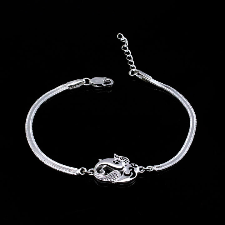 Real 925 Sterling Silver OM bracelet Rakhi for men women 8"