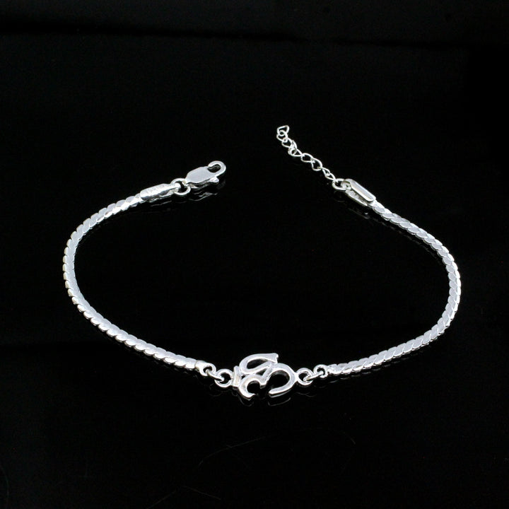 Cute 925 Silver bracelet OM Rakhi for men women 8"
