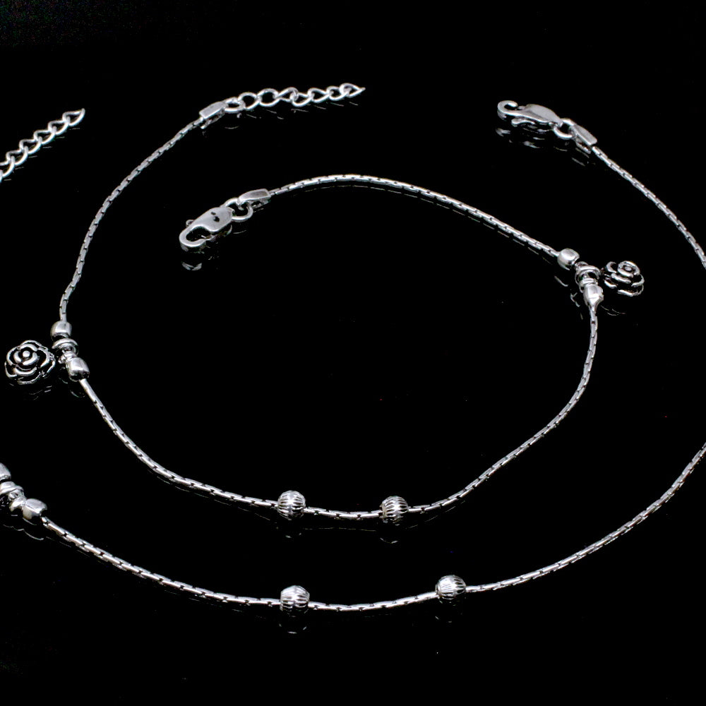 Beach Wear 925 Real Silver Anklets Ankle Bracelet 10.5"