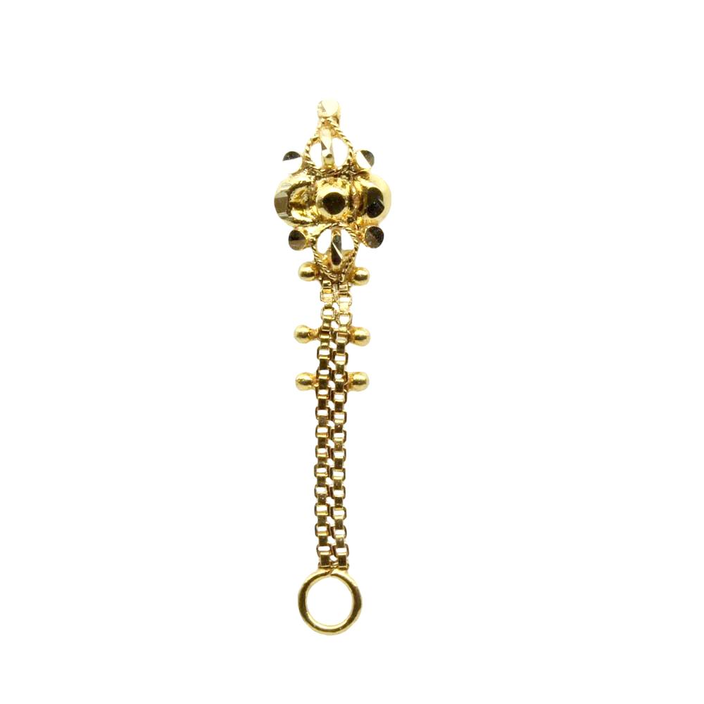14k Real Gold Dangle Chain Style Indian Women Nose Stud Pin