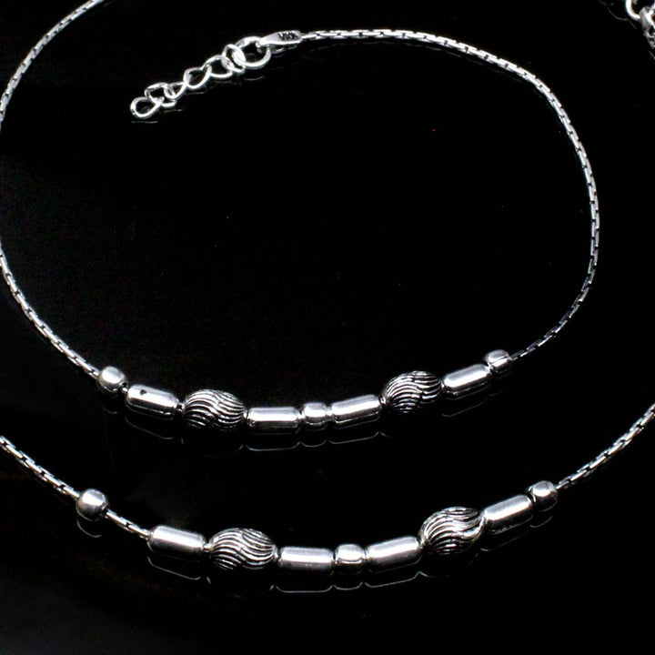 Cute Real 925 Real Silver Oxidized Anklets Ankle Bracelet 10.5"
