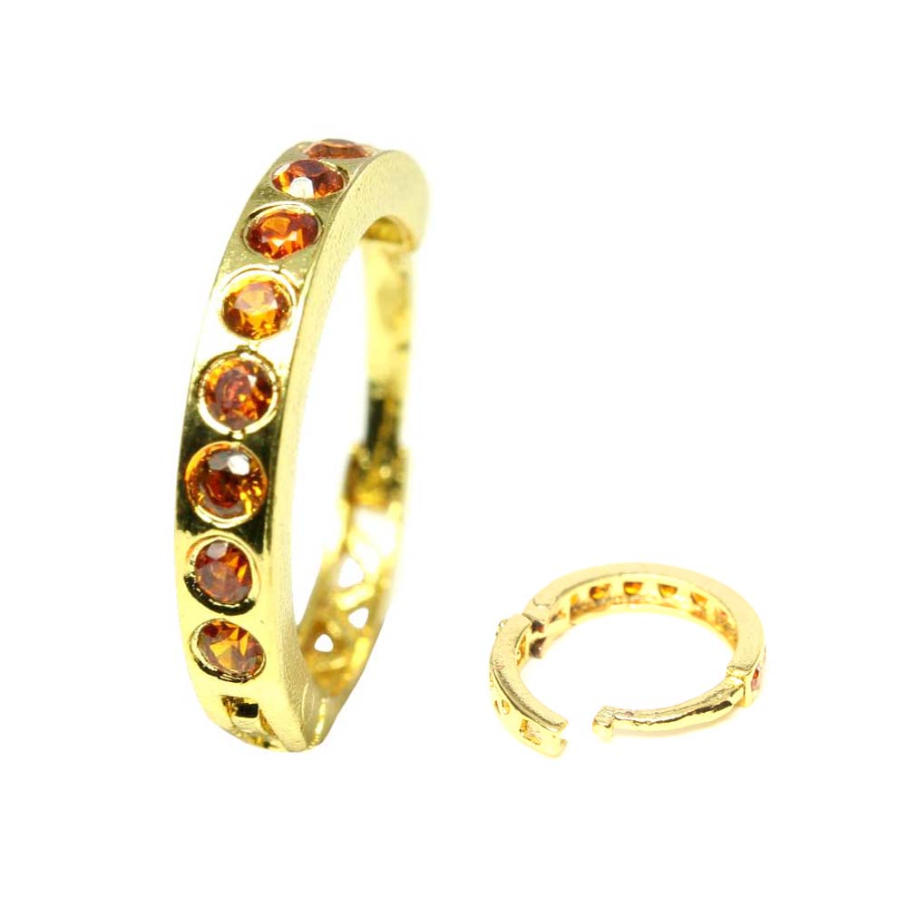 Clicker nose ring with gold plating in orange stone. Buy online best Indian piercing jewelry