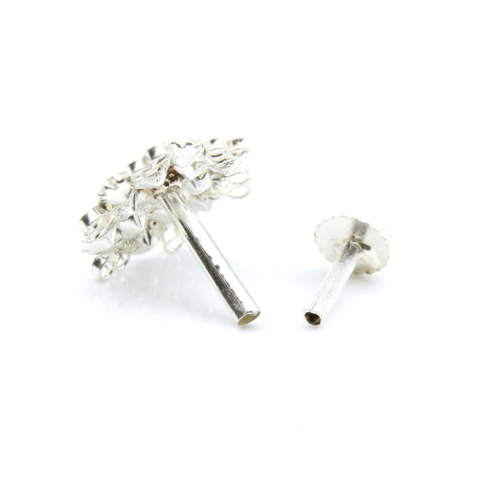Real 925 Silver Multi CZ Studded Nose ring Push Pin