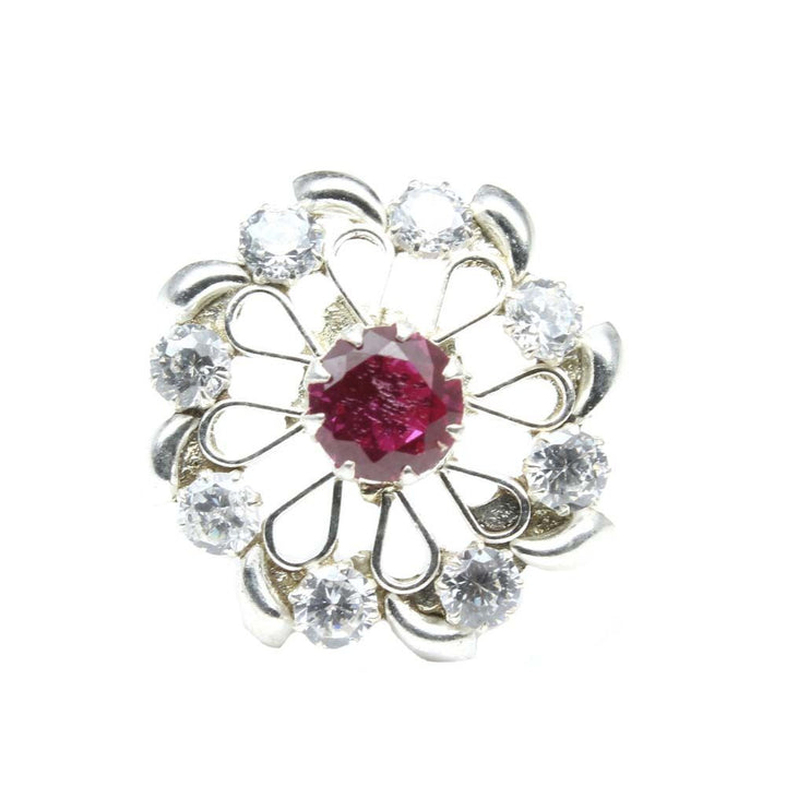 Wheel Style Real 925 Silver Pink White CZ Nose ring Push Pin