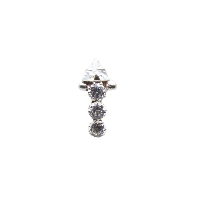 Vertical 925 Sterling Silver White CZ Nose ring Push Pin