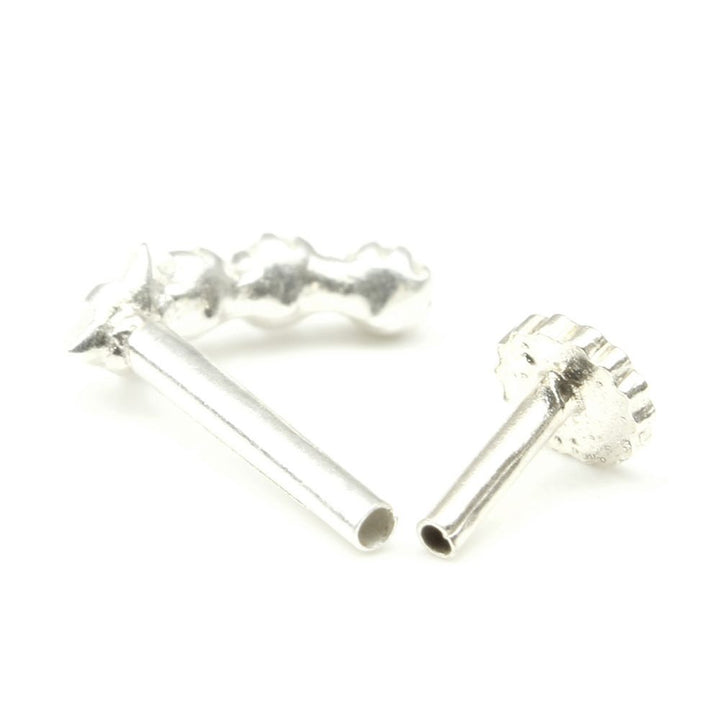 Vertical 925 Sterling Silver White CZ Nose ring Push Pin
