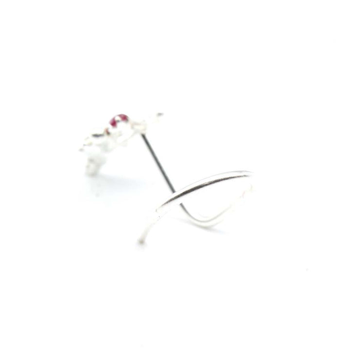 Cute Real Sterling Silver Nose Stud Pink White CZ Twisted nose ring