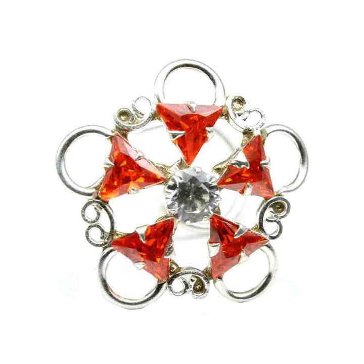 Cute Real Sterling Silver Orange White CZ Nose ring Push Pin