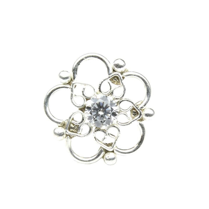 Cute Real 925 Silver White CZ Nose ring Push Pin