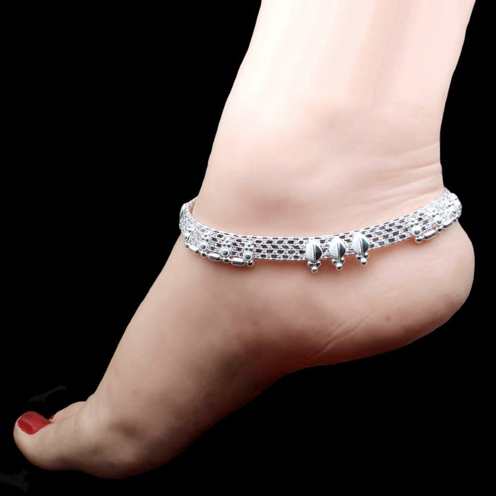 Beautiful 925 Sterling Silver Anklets Ankle foot Bracelet Pair 10.2"