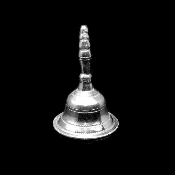 Real Sterling Silver Temple Pooja Bell Ghanti with Melodious Sound