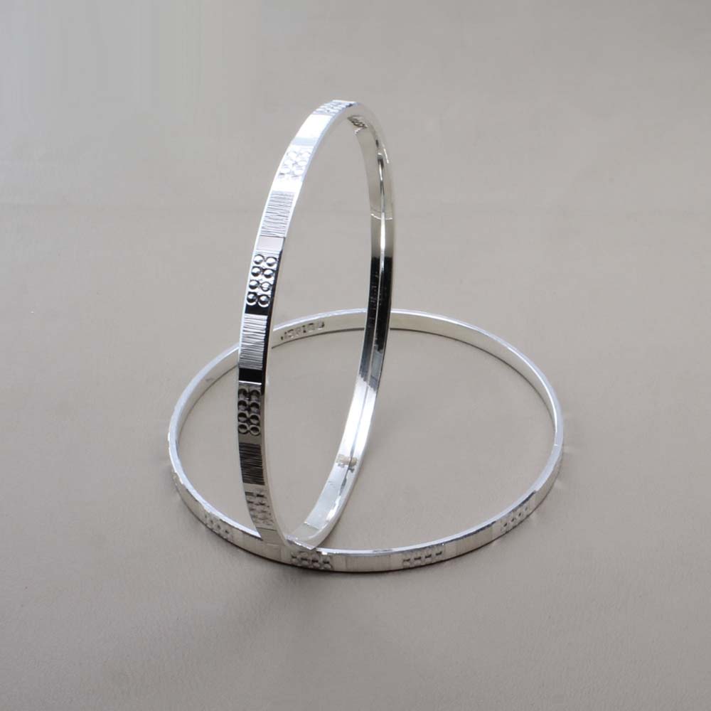 990 Sterling Silver Women Bangles Bracelet (Kangan)-Pair