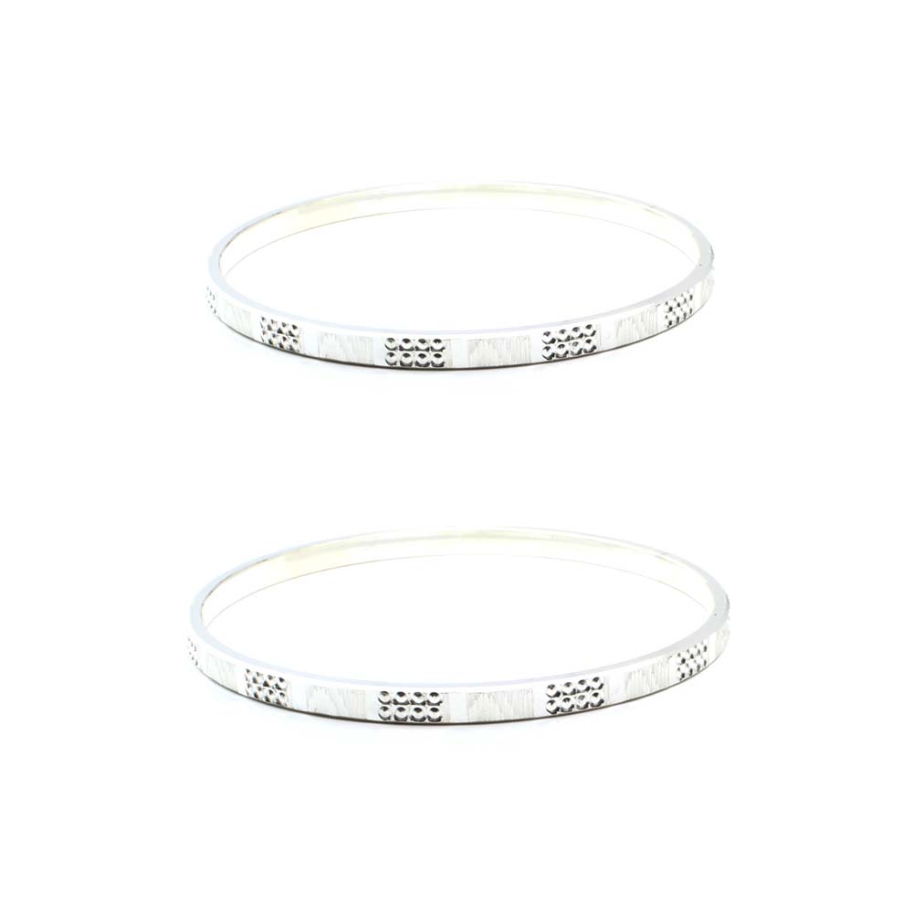 990 Sterling Silver Women Bangles Bracelet (Kangan)-Pair