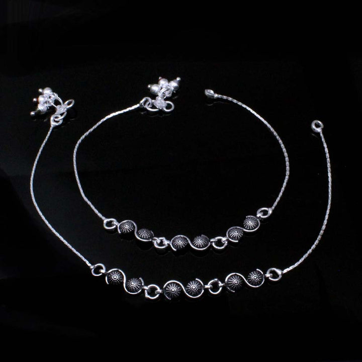 Real Silver Anklets Oxidized beach wear foot chain 10.3"