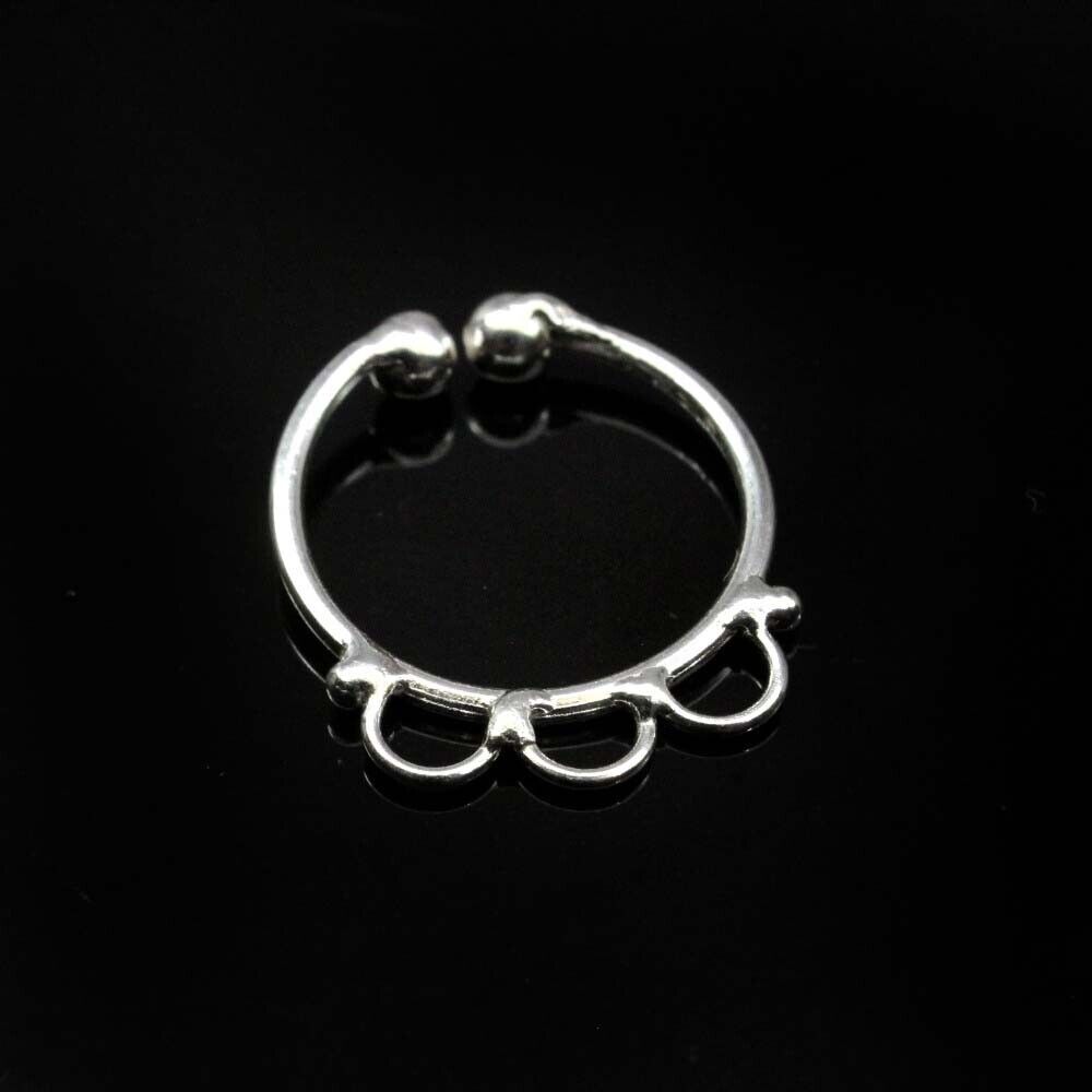 Indian Real Sterling Silver No Piercing needed Septum Indian Nose Ring 20g