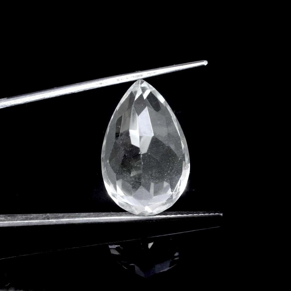 25.6Ct Natural Clear Crystal Quartz Pear Faceted Fine Gemstone