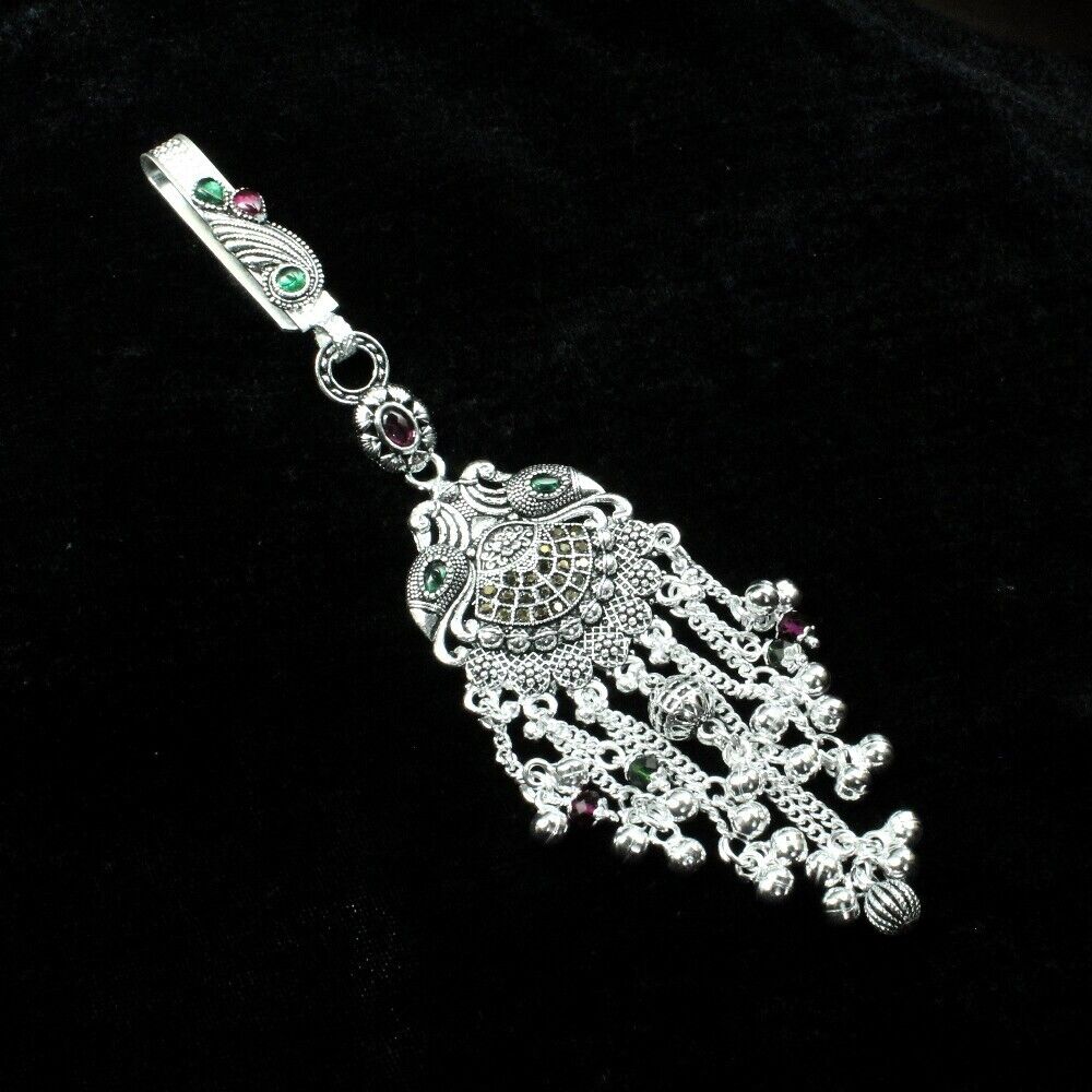 Real Sterling Silver Oxidized Bridal Waist Key Chain Holder Women Juda 5.2 in