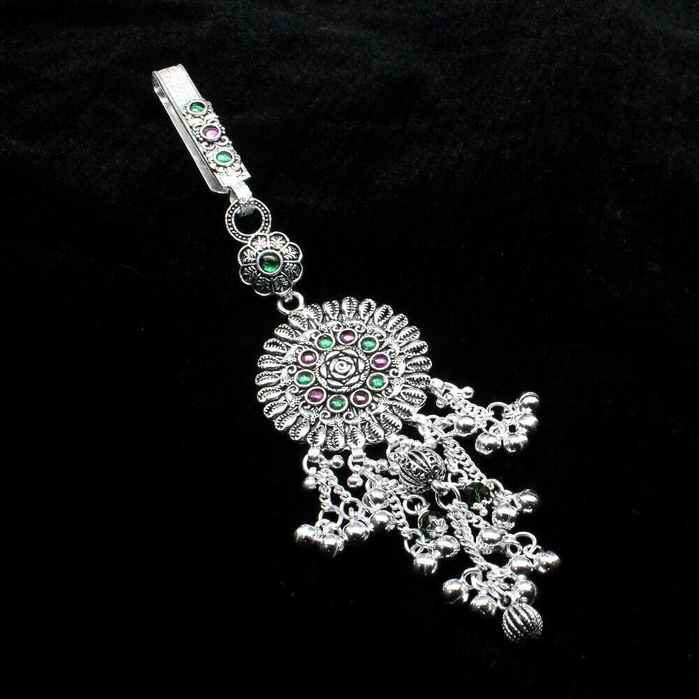 Real Sterling Silver Oxidized Bridal Waist Key Chain Holder Women