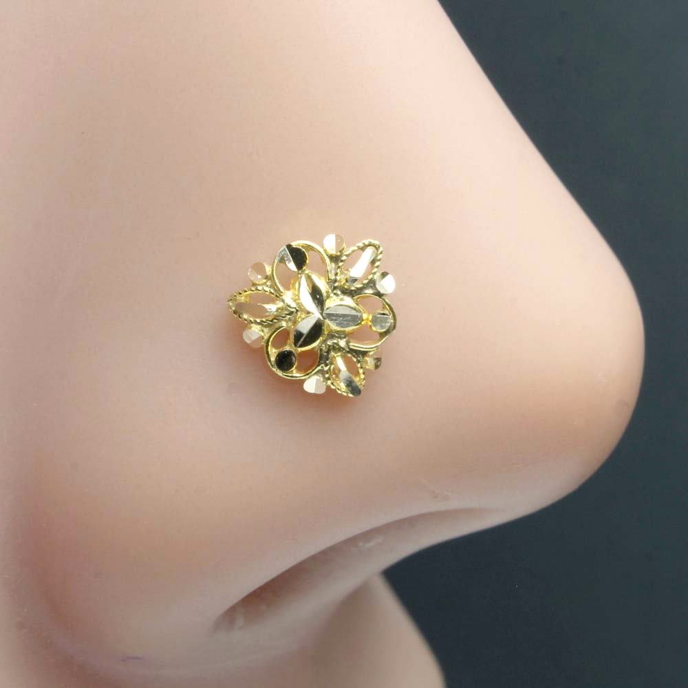 Ethnic 14k Real Gold Indian Cute Style Women Nose Stud Pin
