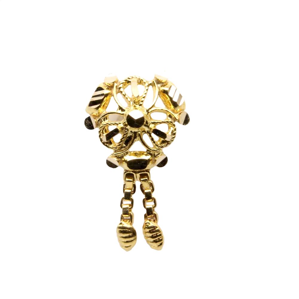 Ethnic 14k Pure Solid Gold Indian Dangle Style Women Nose Stud Pin