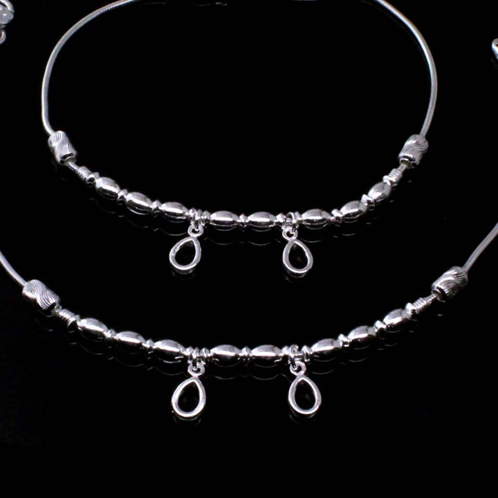Beach Wear Real Silver Anklets Ankle foot Bracelet Pair 10.3"