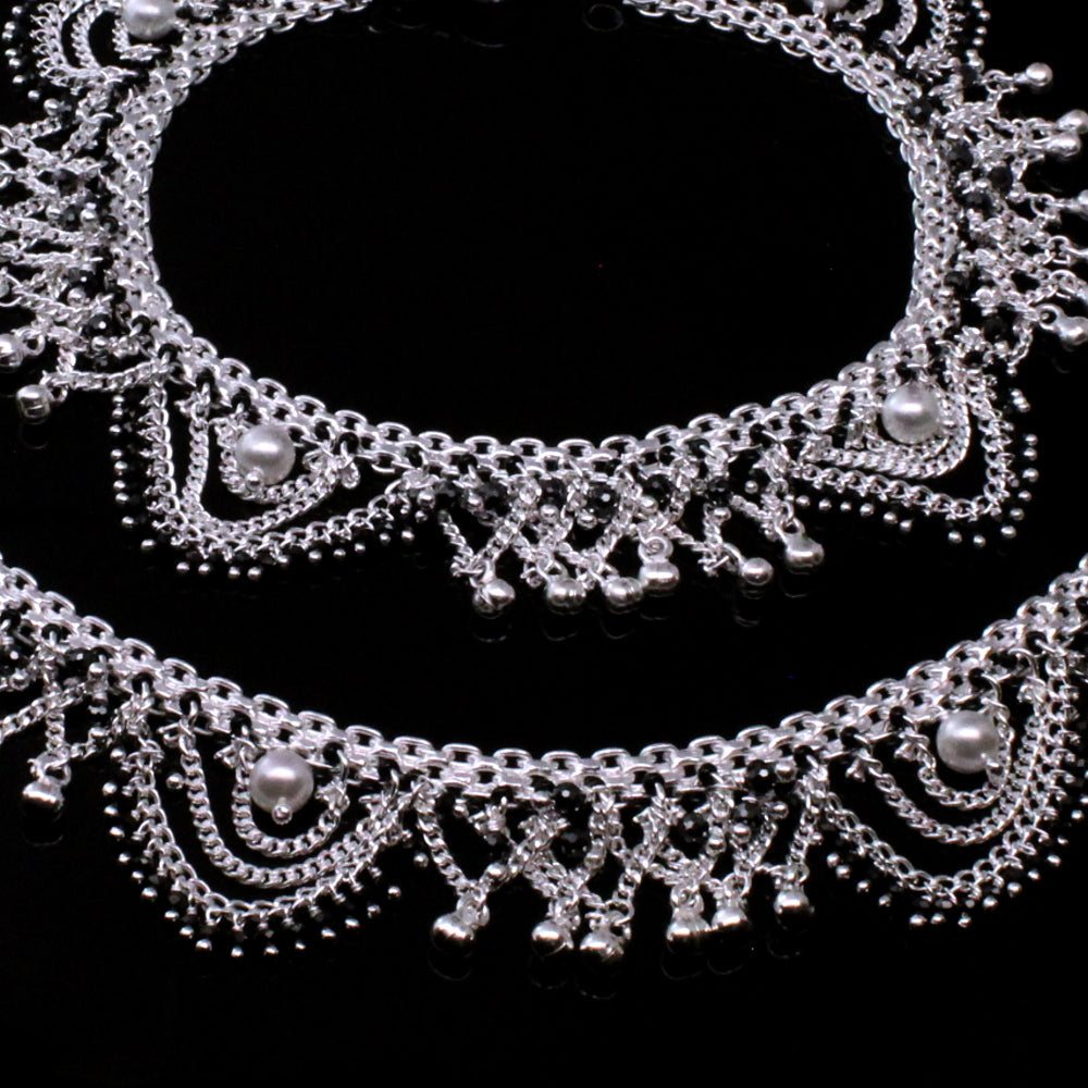  Bridal Wear Heavy Real Silver Anklets 