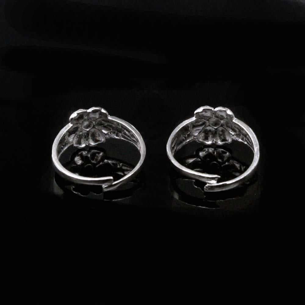 Flower Style Real 925 Sterling Silver Indian Women Toe Ring Pair