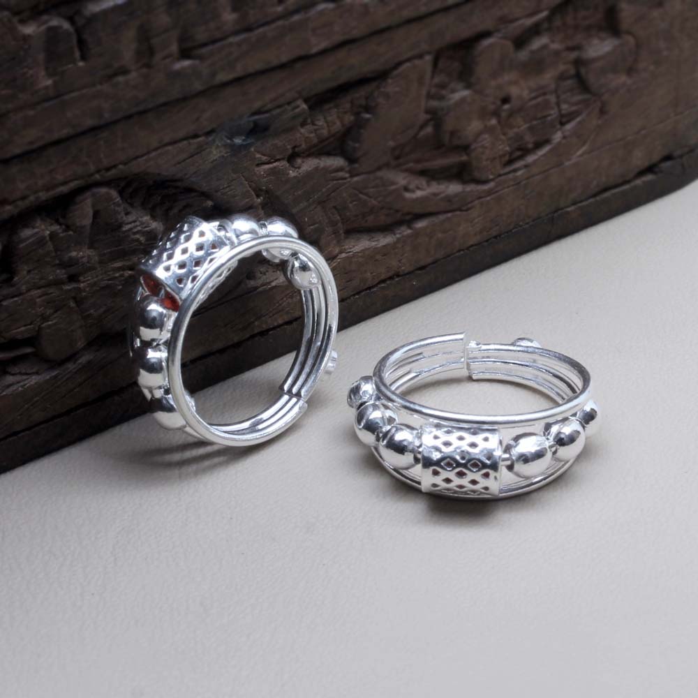 Traditional Style Real Sterling Silver Indian Women Toe Ring Pair