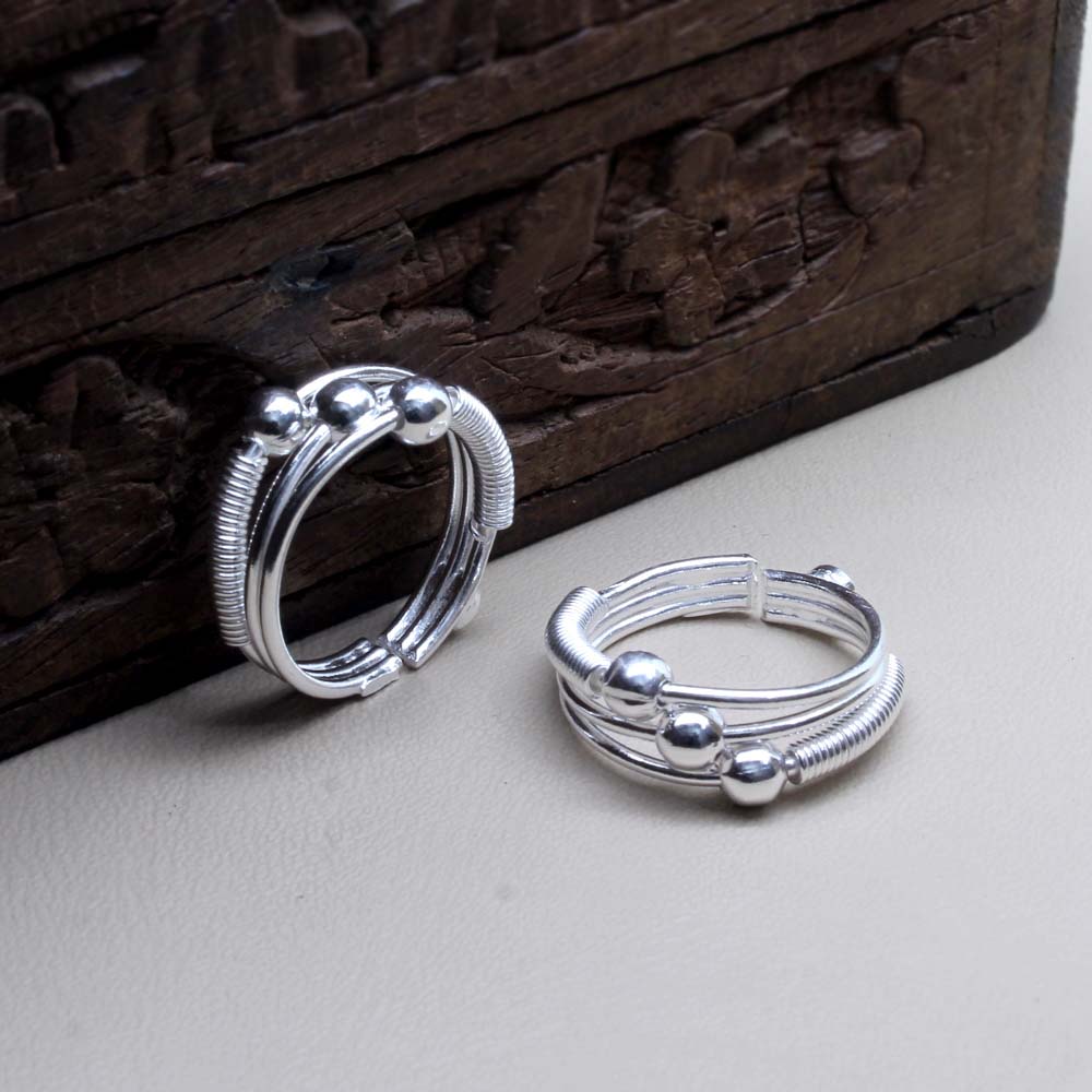 Bridal Style Real Sterling Silver Indian Toe Ring Pair