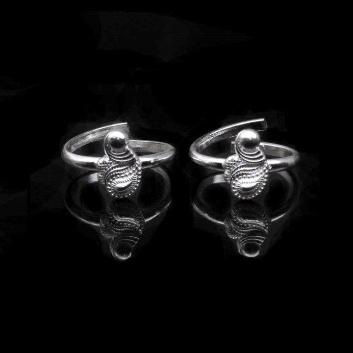 Ethnic Real Solid Sterling Silver Indian Women Toe Ring Pair