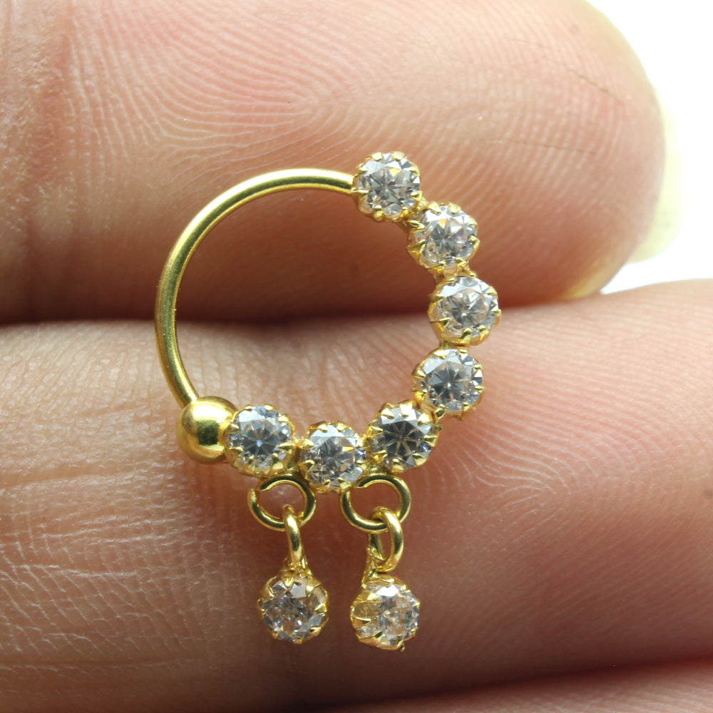 Gold Finish Kundan Polki & Pearl Beaded Nose ring Design by Kreart at  Pernia's Pop Up Shop 2024