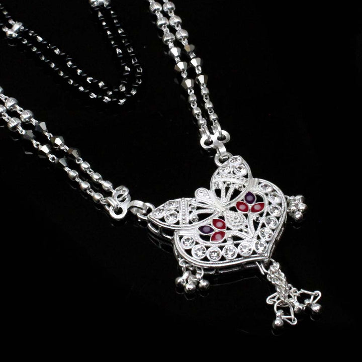 Handmade Indian sterling silver Mangalsutra women necklace chain gift for wife