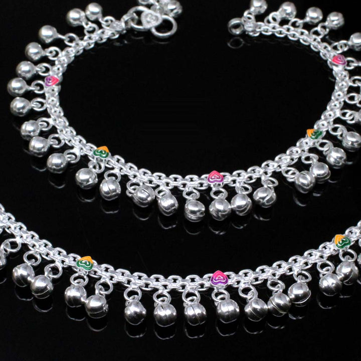 Real 925 Silver Kids Jingles bells Anklets Ankle chain foot baby Bracelet 8.5"
