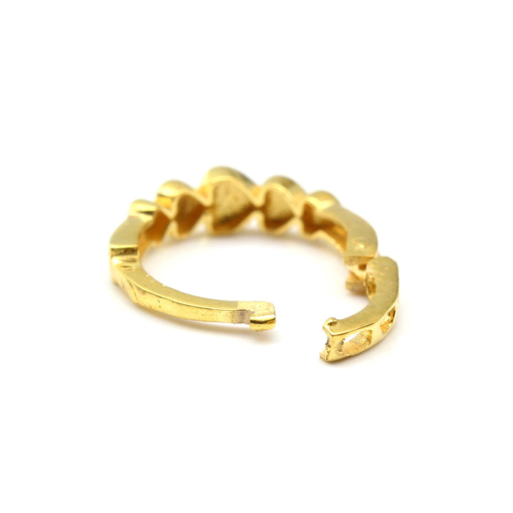 Beautiful Little Heart Design Indian 14K Real Gold Solid Hoop Ring for women