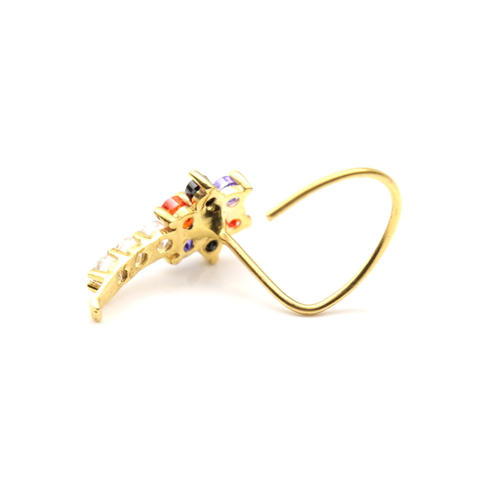 Real Gold Piercing Nose Stud in Twisted style 