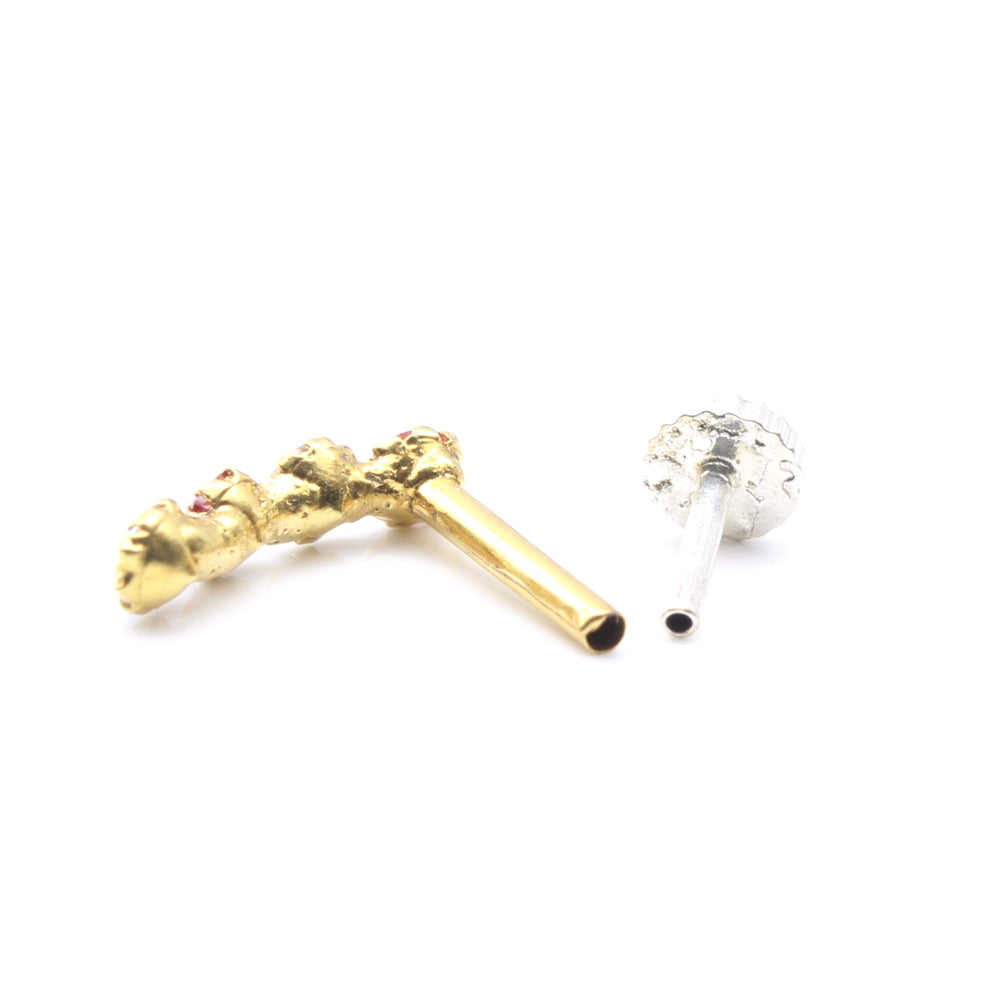 Real Gold Nose stud for women with push pin 