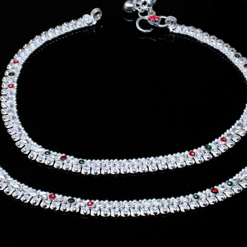 Traditional Women Real Sterling Silver Foot Chain Anklets 10"