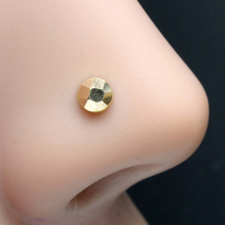 Pure Gold Nose Stud Indian Style Push Pin Nose Ring