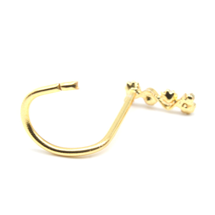 Indian Vertical Nose ring White CZ Twisted nose ring 20g