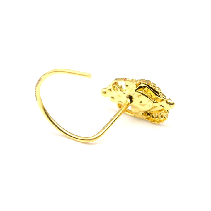 Small vertical Style 18k Real Gold CZ Twisted Nose Stud 24g