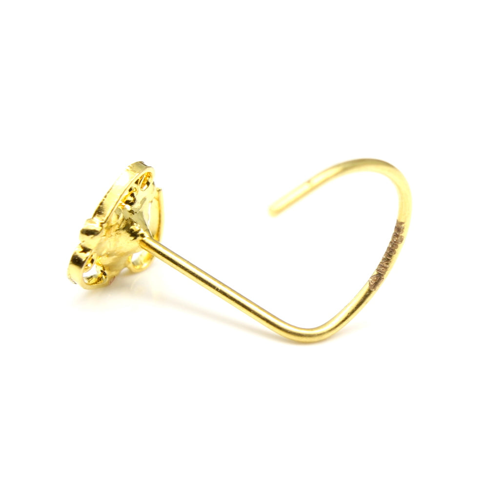 Cute Tiny 18k Pure Solid Gold Twisted Nose Stud 24g