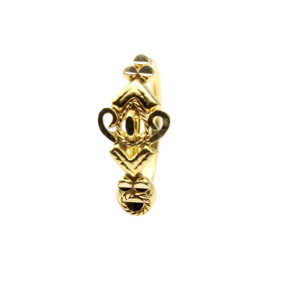 Indian Vertical 14K Real Gold Nath Nose Hoop Ring for women
