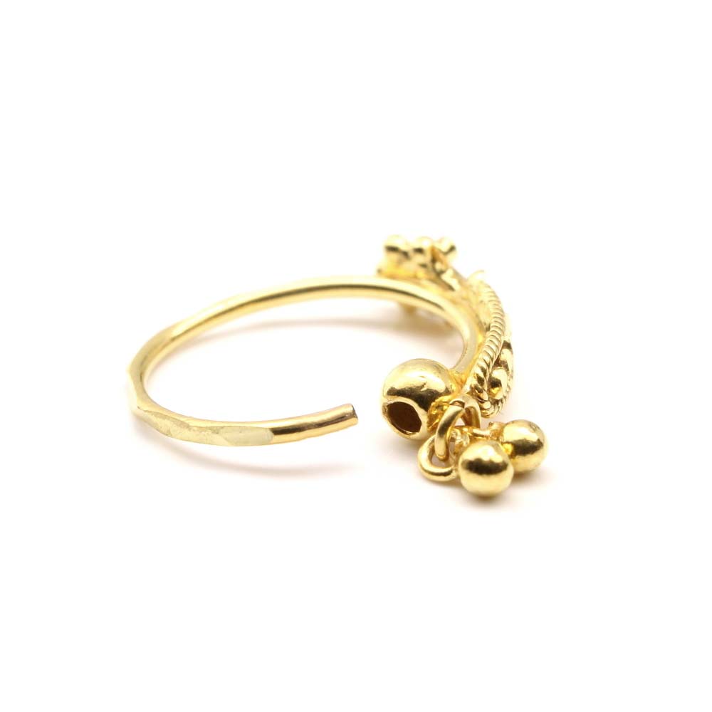 Cute Indian Ethnic 14K Real Gold Nose Hoop Ring for women