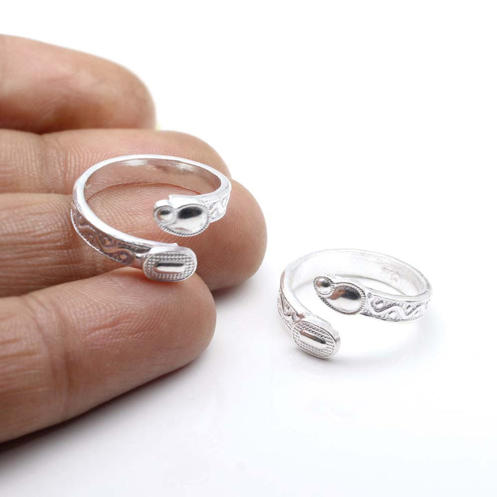 Cute Real 925 Sterling Silver Indian Style Women Toe Ring Pair