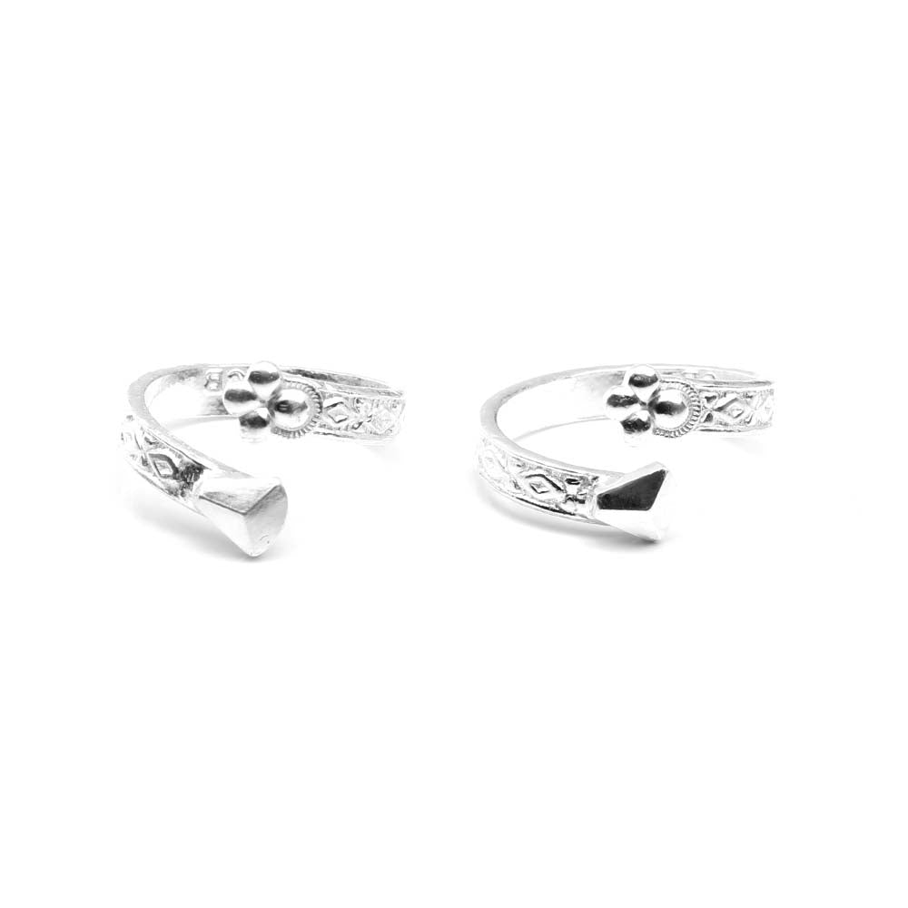 Real Solid Silver Beautiful Indian Style Toe Ring Pair