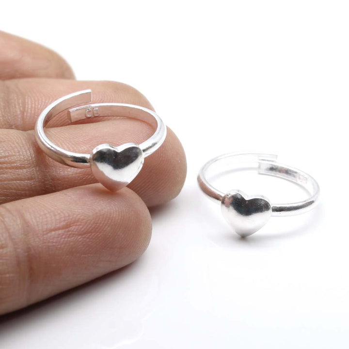 Indian Heart Handmade Real Solid Silver bichhiya for women Toe Ring Pair